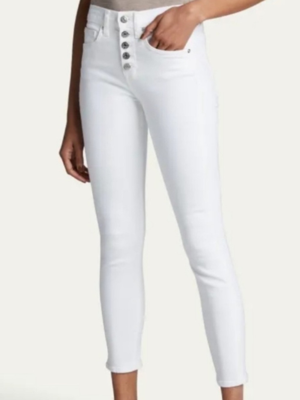 VERONICA BEARD Debbie ankle skinny high rise jeans 29 button fly white
